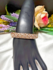 Rare Glamorous Swarovski Pave Crystal Crisscrossed Weave Pattern Bangle Bracelet