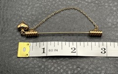 Vintage Gold Tone Stick Pin with Heart Charm Dangle & Chain