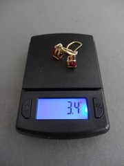 VINTAGE LA GILTED STERLING TEAR DROP RUBY SPINEL DANGLE PIERCED EARRINGS
