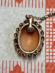 Vintage 12K GF Shell Cameo Pendant Necklace Curtis Curtman CC Original Chain