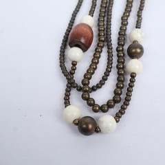 VTG Boho Ethnic Tribal Long Wood Beaded Necklaces (6) Earth Tones