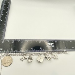 Vintage 70’s Sterling Silver 7″ Variety Charm Bracelet Double Link Safety Chain
