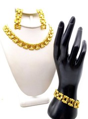 Quality Vintage Tank Track Jewelry Parure, Matching Book Chain Necklace Link