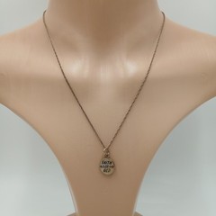925 SJC Faith in God Necklace 18in Sterling Silver 3g Rope Chain Oval Pendant