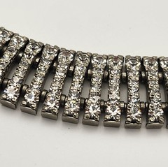Vintage Rhinestone Choker Necklace Bracelet Set Clear Crystal Collar Bridal 16″