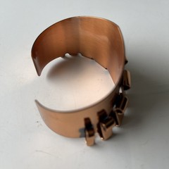 Vtg Renoir Copper Cuff Bracelet Mid Century Modern Wide Scroll Ribbon Signed MCM