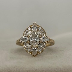 IGI Certified Oval Cut Lab Grown Diamond 14K Gold Art Deco Vintage Inspire Ring