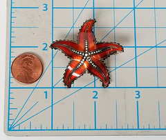 Vtg Norway Ivar Holth Gilt Sterling Silver Enamel Starfish Brooch 45mm 8.18 gram
