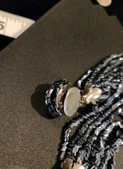 Black Czech Glass 12 Strand 1950’s Necklace Statement Push In Clasp VTG 15″
