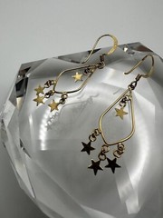 Vintage Gold Over Sterling Star Dangle Earrings 4.5cm JB7