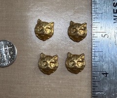 Vintage Raw Brass Kitten Head w/ Bow High Relief 13mm NOS Jewelry Finding