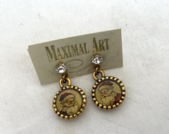 Vintage MAXIMAL ART John Wind SANTA CLAUS 14 kt Gold-plated EARRINGS / 2001 NWT