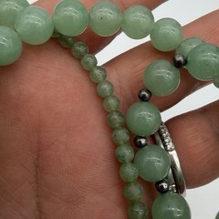 Vintage Green Stone Necklace Natural Round Polished Estate