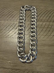 Large Vintage 925 Mexican Taxco Modernist Sterling Silver Curb Link Necklace