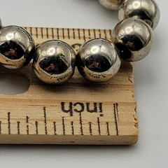 Vintage Silver Tone Ball Bead Graduated Necklace 30″ Spring Ring Clasp KOREA