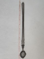 1960’S Gothic Art Deco Style Smoky Glass Cameo Necklace Pearls Flowers Floral