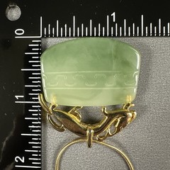 Vintage Necklace Pendant Green Acrylic Gold Tone Panther Cat 30″ Purse