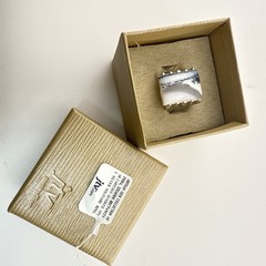 JTV Opal Ring Dendritic Artisan Modernist Sterling Silver sz 8 Cabochon Arya