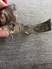 VTG Antique 1920s Egyptian revival silver & Gold tone Hinged Bangle bracelet J20