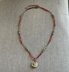 Vintage Necklace Swirl Colorful Beads Handmade Bohemian 17 + 2 inches