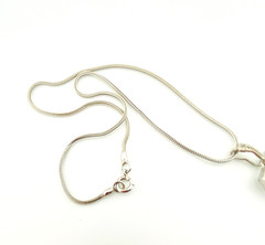 Vintage Camphor Glass Genuine Diamond Pendant Necklace Rhodium Plated Floral