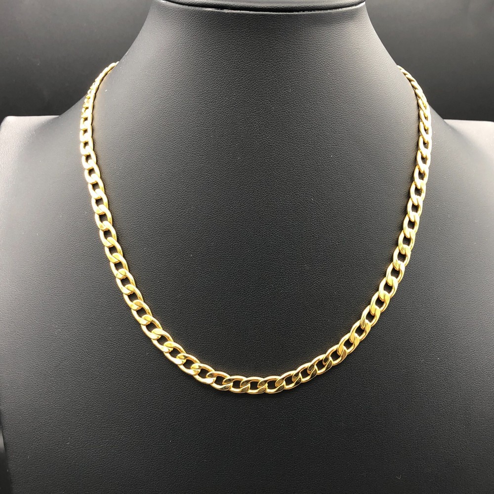 Avon Curb Chain Necklace 19″ Classic 1/4″ Wide Gold Tone Unisex Statement Collar