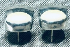 Modernist Signed Sterling And Faux Pearl Drop Post Earrings Taxco Mexico 13 G