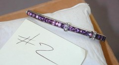 Sterling Art Deco Channel Set Purple Paste Rhinestone Bangle Bracelet #2 Hinged