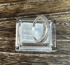 Vintage FAS Sterling Silver Real Diamond Half Filigree Eternity Band Ring 5.75