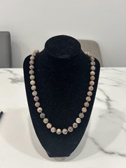 Brown Gemstone Beaded Necklace Round Polished Beads Hook Clasp 24 In Womens