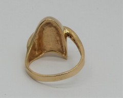 Modern Space Age Solid Gold Ring w/ Mississippi River Pearl & Band of Diamonds