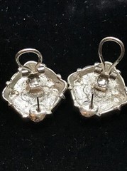 Vintage Costume Fashion Jewlery Silver tone faux Roman Coin Pierced Earring