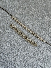 Vintage Gold Tone And White Lilypad Choker And Bracelet Set With Rhinestones