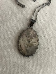 Vintage Turquoise Sterling Silver Pendant Necklace 16 Inch Boho