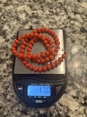 Vintage 5mm Italian Red Coral Necklace 16” + 2” Ext = 18” Sterling Silver Clasp