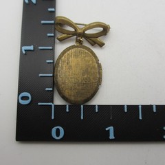 Vintage Bow Locket Brooch Oval Etched Gold Tone