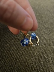 Cobalt Gold White Swirl Design Vintage Fashion Hoop Earrings Boho Chic New RARE!
