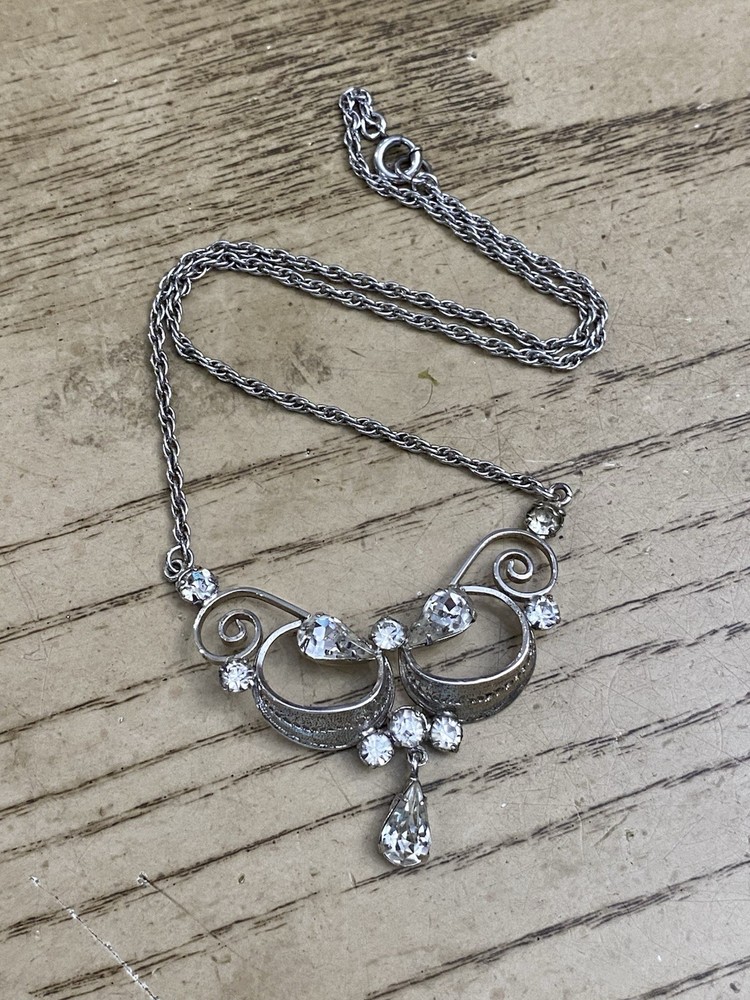 Vintage Lind Gal Sterling Silver 925 Signed Art Deco Necklace Signed LG 15”