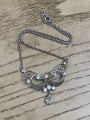 Vintage Lind Gal Sterling Silver 925 Signed Art Deco Necklace Signed LG 15”