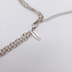 Vintage Avenue Signed Necklace Silver Tone Cream Stone Statement Pendant 18-21in