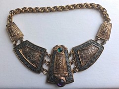 Vintage Les Bernard Bib Breastplate Statement Lucite Choker Collar Necklace