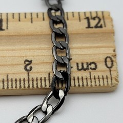 Vintage Gunmetal Tone Curb Chain Necklace 20″ Fold Over Clasp Unisex Retro Style