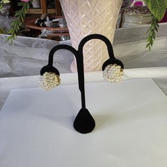 Vintage 1950-1970 Marvella 1” Faux Seed Pearl Knot Gold Marked Clip On Earrings