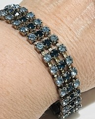 Vintage Triple Strand Blue Rhinestone Sapphire Blue And Light Blue Glass Stones