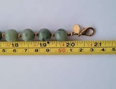 Vtg Joan Rivers Faux Jade Marble Green Lucite Round Bead Gold Tone Necklace 20″