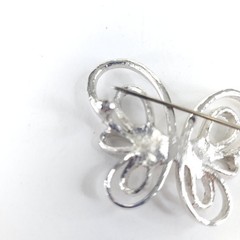 Vintage Silvertone and Rhinestones Openwork Butterfly Brooch Pin Unsigned