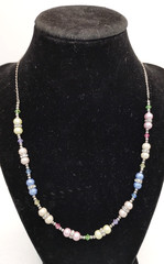 925 Austrian Crystals/Rhinestones/Beads on Chain Necklace, 22″ Free Ship! #625