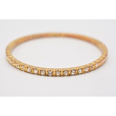 Graziano Vintage Bangle Bracelet Rhinestone Crystal Gold Tone Signed 1990s Bin4