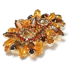 Vintage Corbel Jewelry Brand Rhinestone Brooch Earring Set On Cards Unworn 1960s