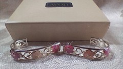 Vintage Avon Sterling Silver 925 Enamel Flower Heart Filligree J Hoop Earrings